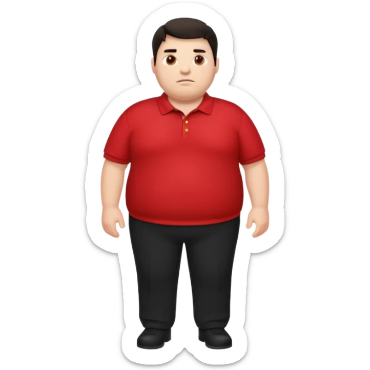 Super super Fat white guy the size of a hippo with dark hair in a red polo and black slacks sticker