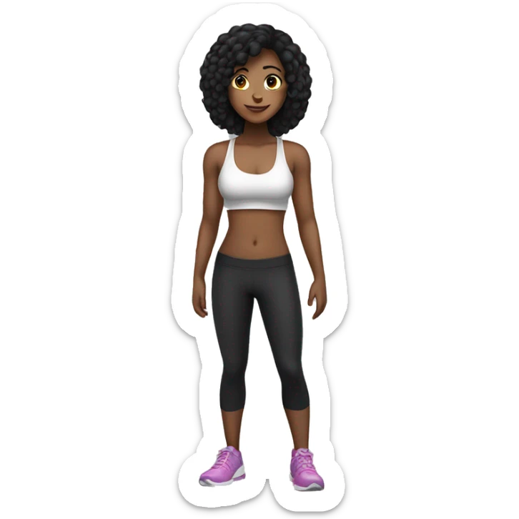 Girl with fitness body and black hair sticker