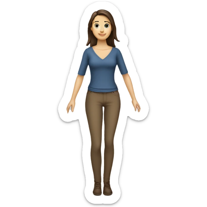 Caucasian brunette lady full body with skinny top half of body and large bottom half sticker
