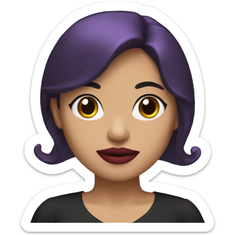  A Mexican girl with red lipstick long black hair in a purple outfit ￼ sticker