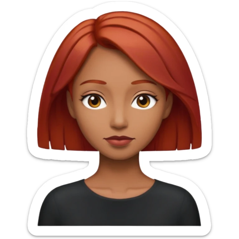 Mujer flaca con cabello mediano color rojo color de piel media, hombre de color medio moreno con cabello color negro, flaco sticker