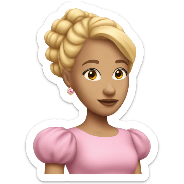 Blonde hair girl with beehive hair and crown in pink puff sleeve dress sticker
