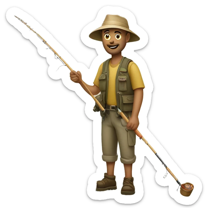 Fisher man spends a lot of money on fishing staff sticker