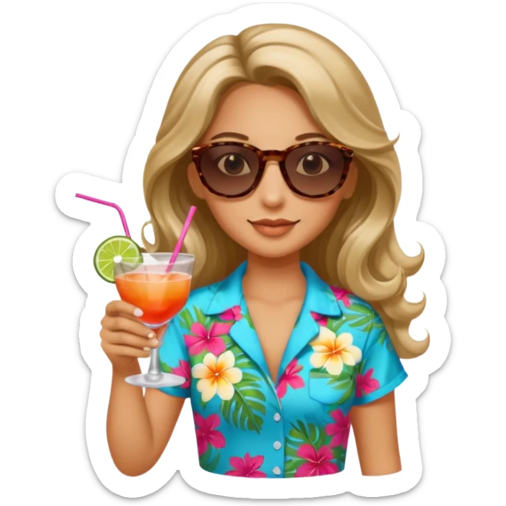 chill girl long curling hair in drink holders with sunglasses sticker