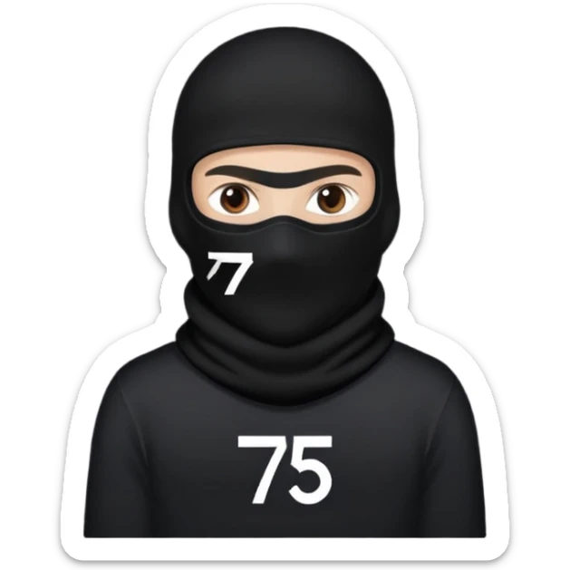 Quelqu un qui va à la guerre  avec une cagoule noir écrit dessus 75022 sticker