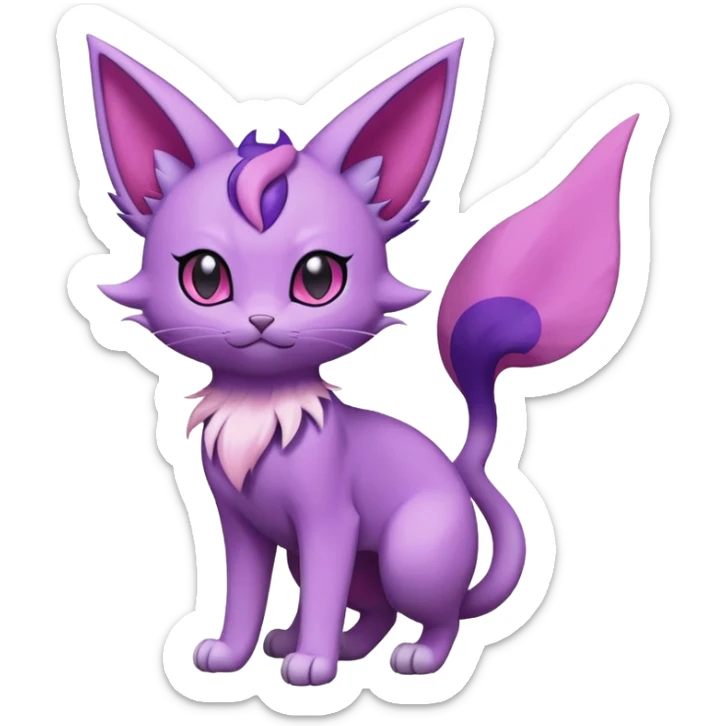 Purrloin-Espeon-Skitty-Pokémon-Fakémon-hybrid-creature (full body) sticker