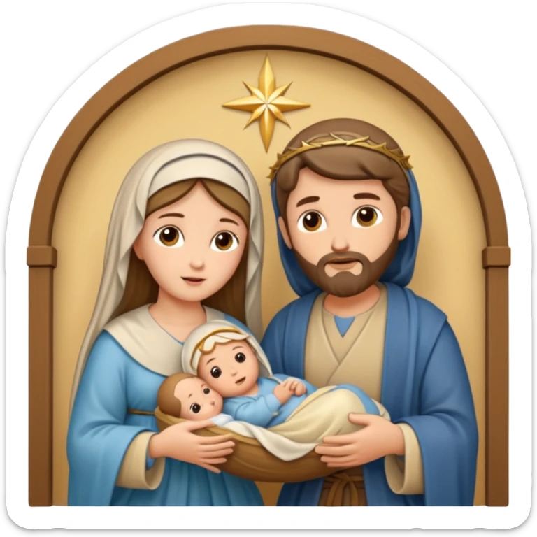 Pesebre con la virgen María San José y el niño Jesús sticker