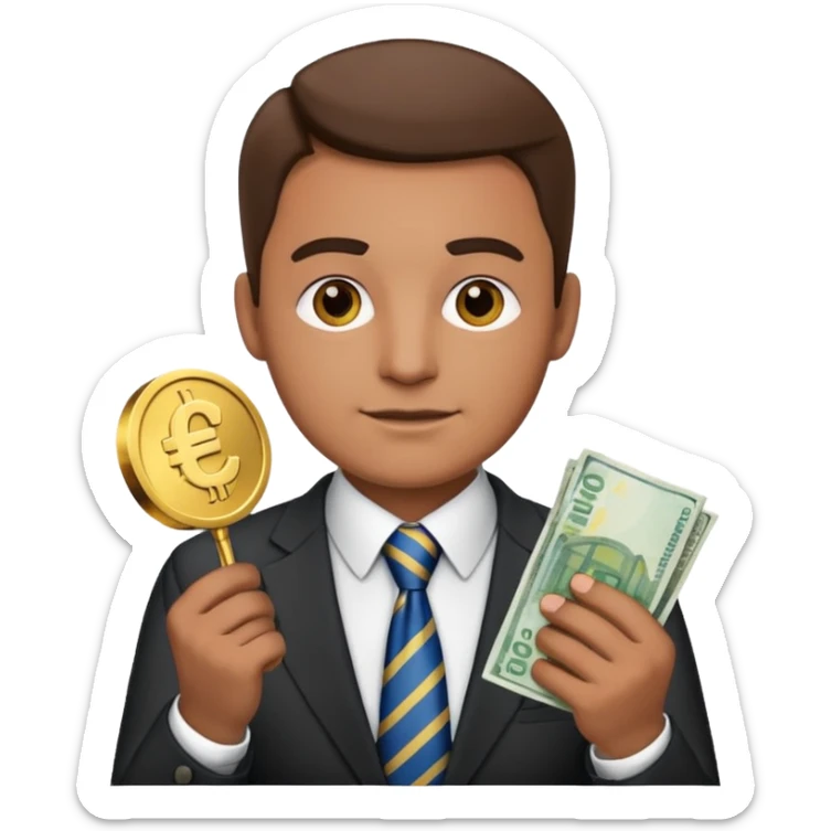 AN UNCLE with a tie in business clothes and with euro money
 sticker