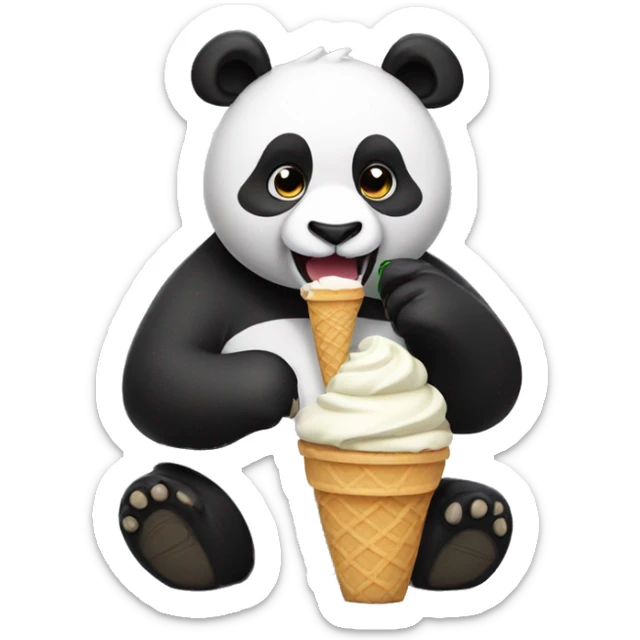 Panda eating ice cream sticker