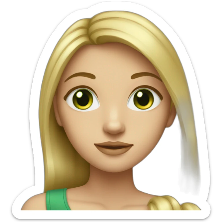 Dark-blonde-hair-big-green-eyes-girl sticker