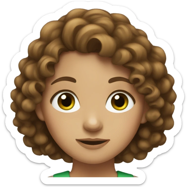 Girl with Brown Curly Hair and Green eyes  sticker