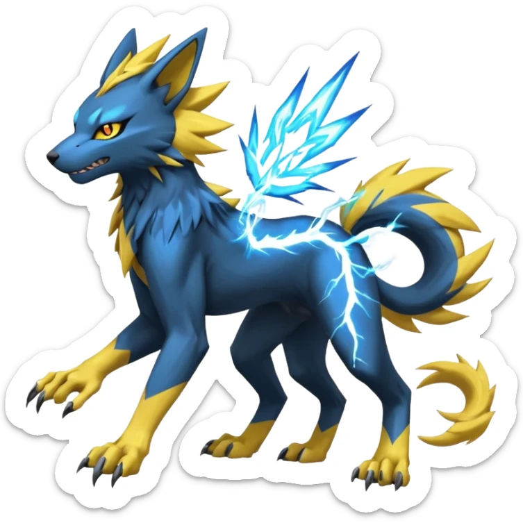 Zeraora-Luxray-Manectric-Renamon-Lombax-Weregarurumon-fusion-creature (full body sticker