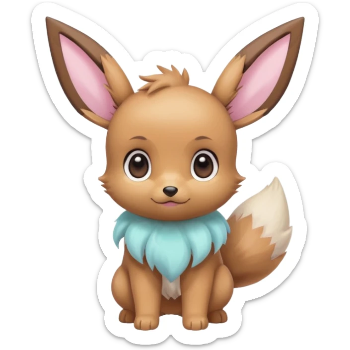 Kawaii Shiny Colorful Pastel Baby Innocent Chibi Kawaii Cute Adorable Eevee Full Body sticker