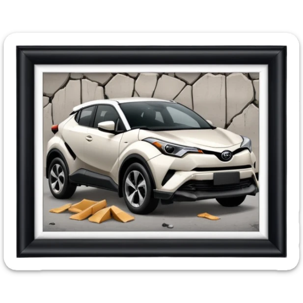 toyota chr accidentée mur sticker