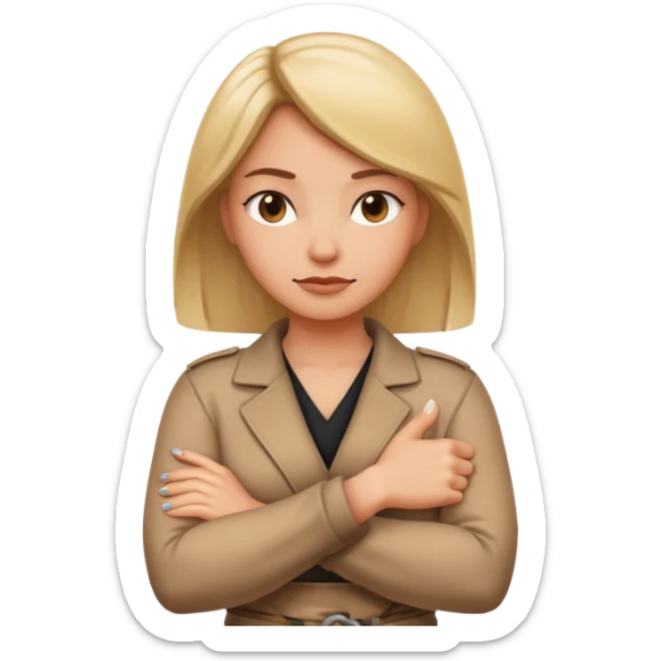 Locked in  emoji Hand gesture woman with arms crossed - locked in sticker