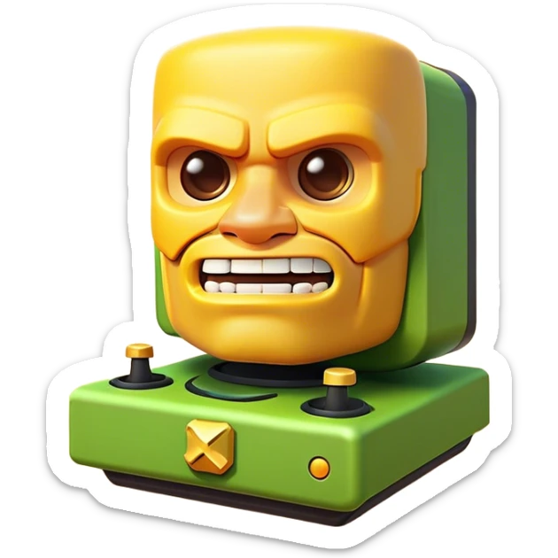 Clash of Clans aesthetic: Cinematic Playful Xbox 360 Console Portrait Emoji, rendered in a 3D vector-style similar to standard emojis with minimal shading and bold, simplified shapes. A compact, distinct form with signature details, softly glowing with a modern gaming energy charm. Simplified yet unmistakably iconic, highly detailed and consistent, glowing with a soft radiance and high shine. Stylized with a touch of next-gen innovation and a soft glowing outline, capturing the essence of a beloved gaming relic with a friendly, playful manner! sticker