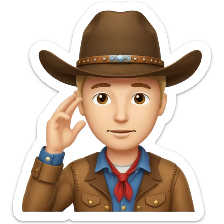 Cowboy tipping his hat. TIPPING HIS HAT. Where the fuck does the cookie come from idiot? sticker