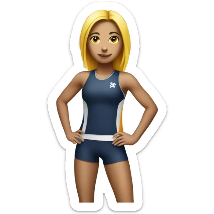 An athlete girl on the background of the letters Mega Mix sticker