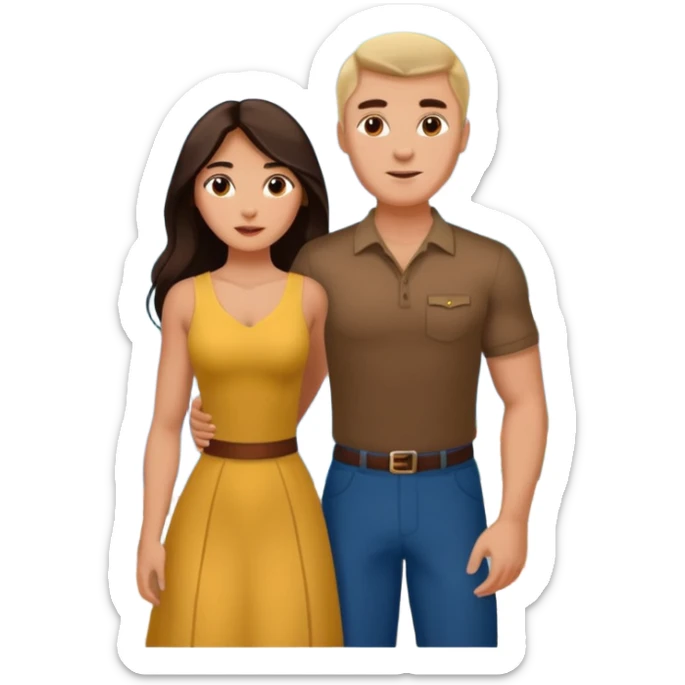 Couple traveling in Montenegro russian man and elegant  Latina girl delicate flowers and mountains in the background  sticker