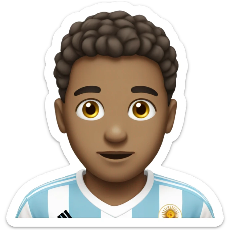 Boy fan of futbol always wearing Argentina jersey sticker