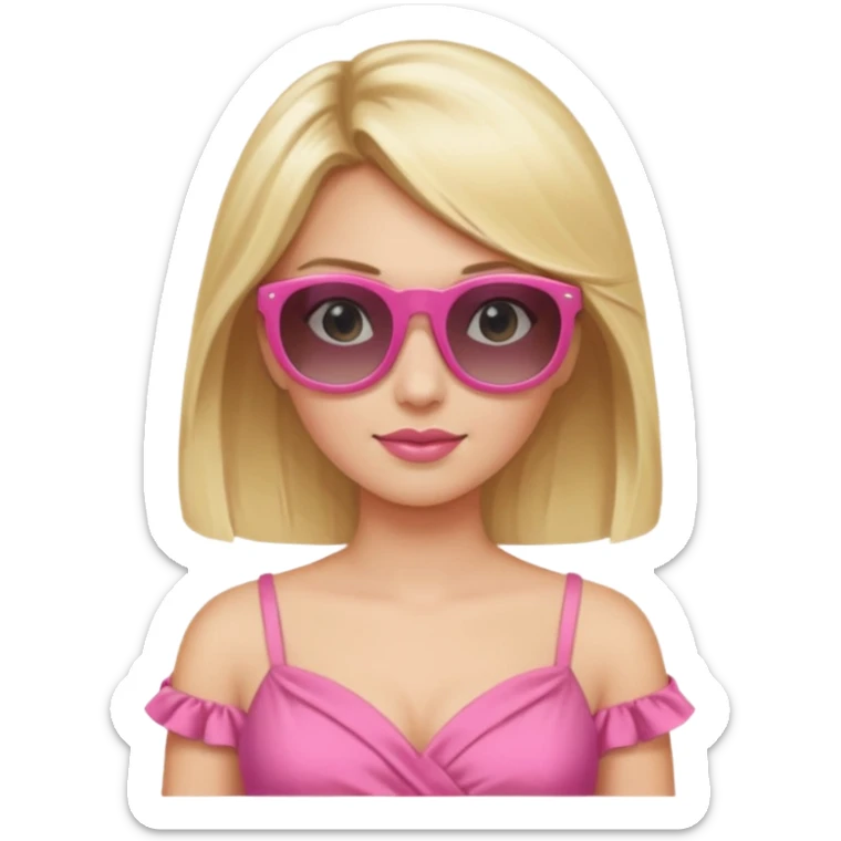dior women with long blonde hair, pink dress, wear sun glasses sticker