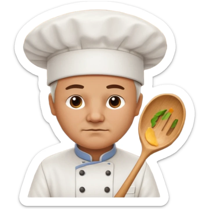 Est-ce que tu peux me faire un chef cuistot qui ressemble à Philippe Etchebest et qui est devant un restaurant?  sticker