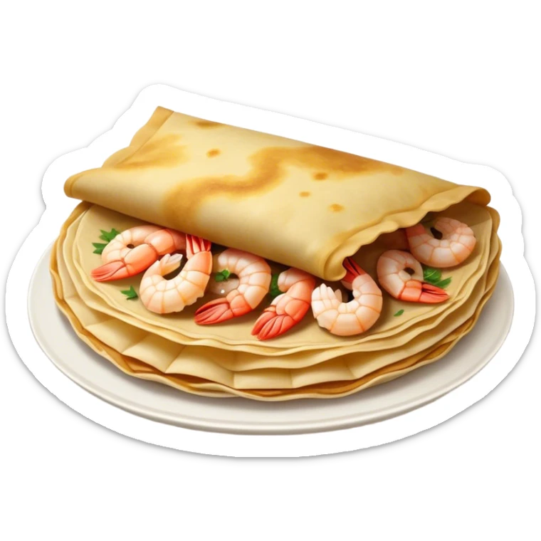 Bánh Xèo Cinematic Realistic Bánh Xèo Dish Emoji, depicted as a crispy, folded crepe filled with shrimp and pork, rendered with dynamic textures and vibrant, appetizing lighting. sticker