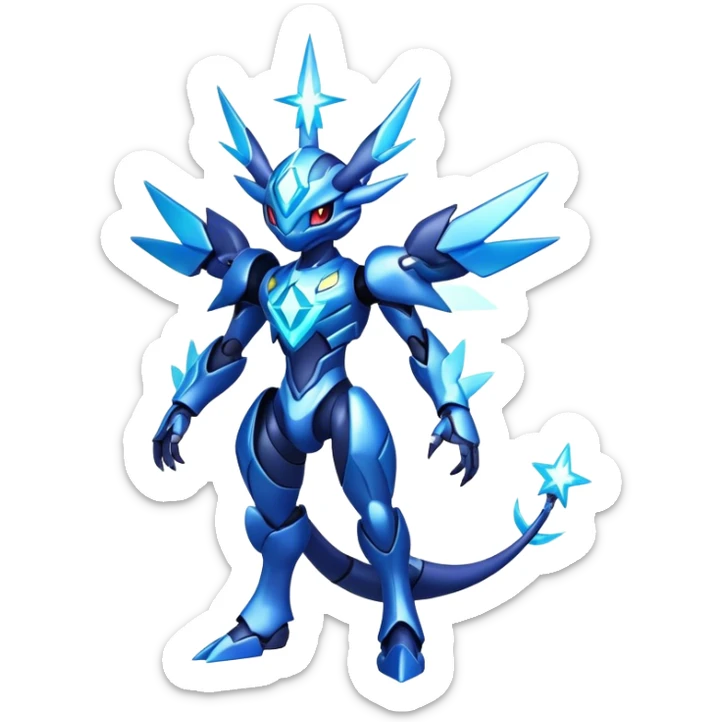 Shiny Futuristic Celestial Fakemon-Pokemon-Digimon-Spectrobes-fusion, full body sticker