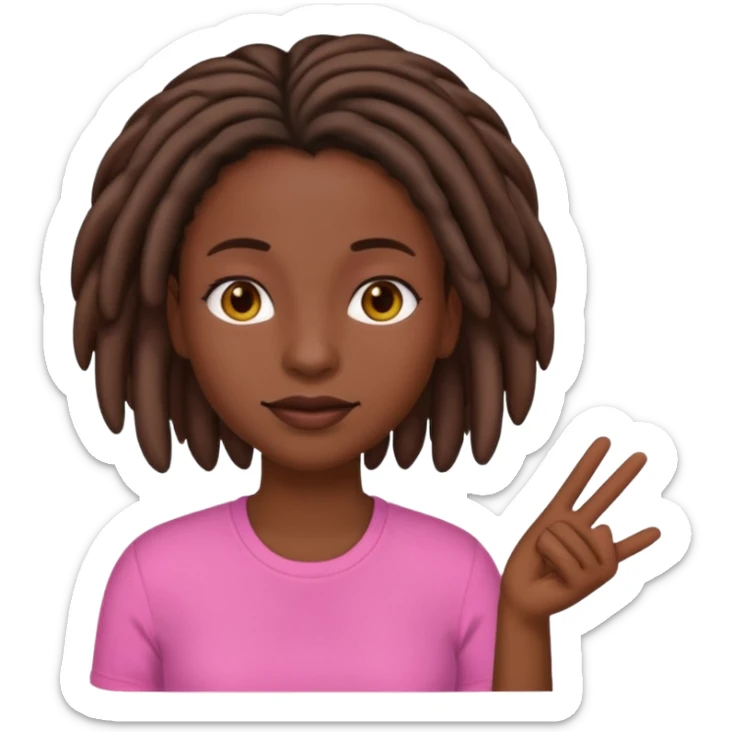 darkskin female women emoji with short locs pink shirt sticker