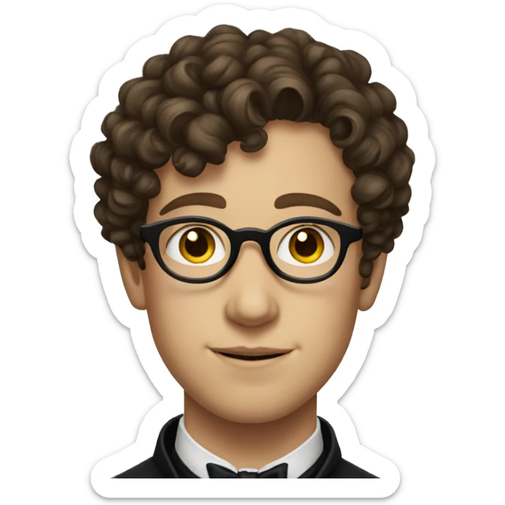 young victorian man with glasses, and short brown curly hair sticker