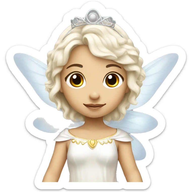 Peruvian white fairy child princess with tiara and wings black Jaír sticker