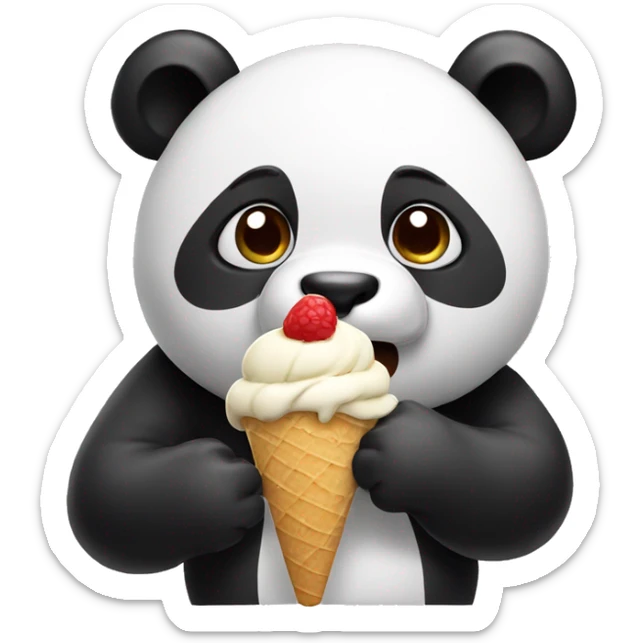 Panda eating ice cream sticker