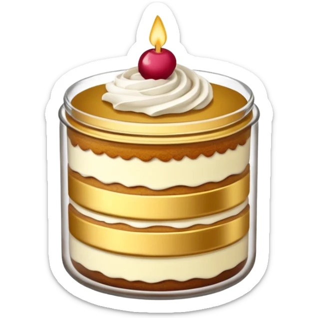 A layered small jar of cake that is gold outline black background ONLY GOLD I just wanted to be an outline on a black screen. sticker