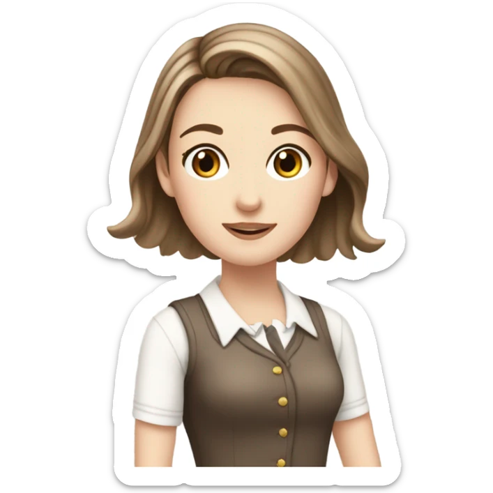 White girl, preppy girl, brown hair ￼ sticker