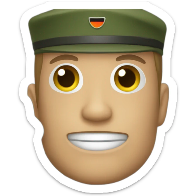 german soldier with a dark green costume, he has his richt hand in tyhe air with his fingersspread. sticker