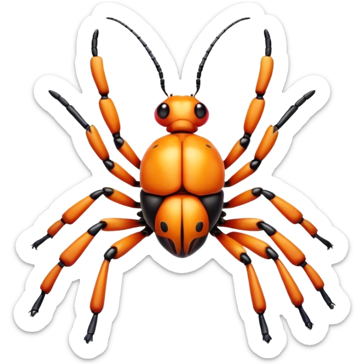 3D iPhone style emoji of a cute bug, colorful and detailed, six legs, shiny exoskeleton, isolated on white background, soft shadows, high detail, playful and cute. sticker
