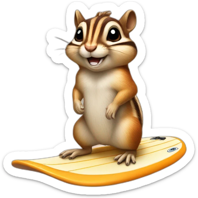 chipmunk-on-surfboard sticker