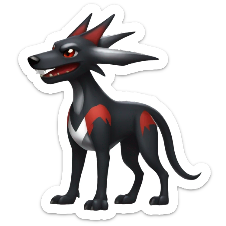 Black Cool Edgy Nargacuga-Houndoom-Garchomp Fakémon  with White and Red Edgy markings sticker
