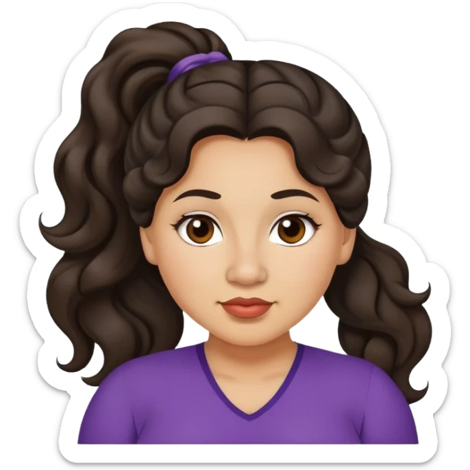  plus size light skin latino women with wavy dark hair in pony tail flat wide nose  sticker