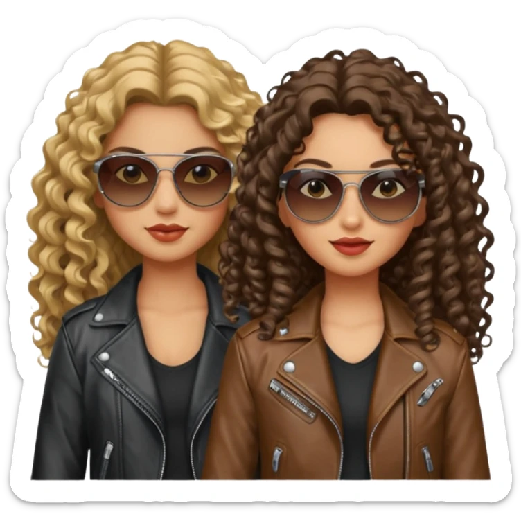 Biker Gang with Sunglasses, Girl with long curly hair, sunglasses sticker