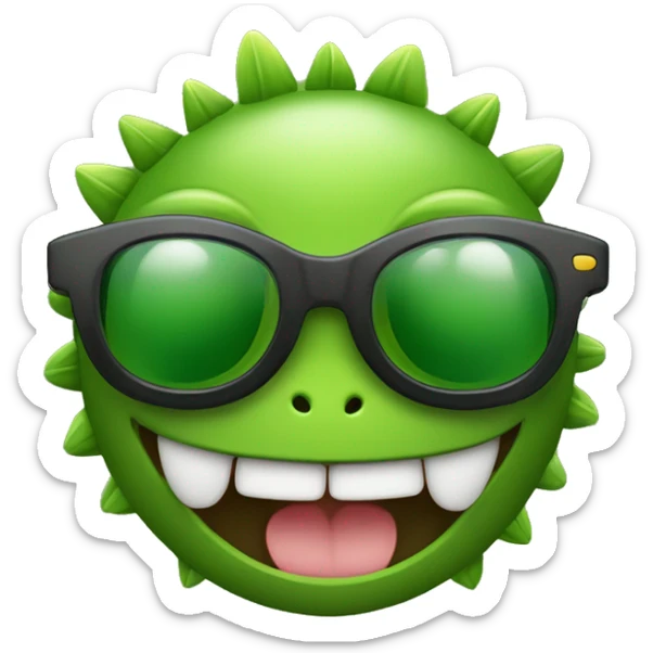 Lagartija verte con gafas de sol, sacando la lengua y con cuernos sticker