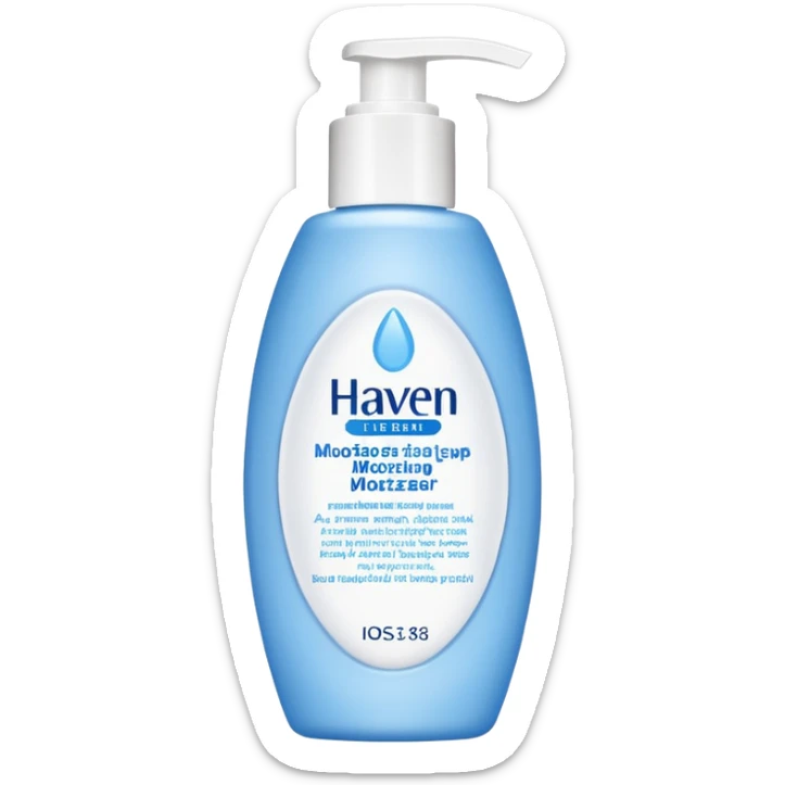 A long oval blue to fading white moisturizer that says HAVEN and then daily moisturizer under sticker