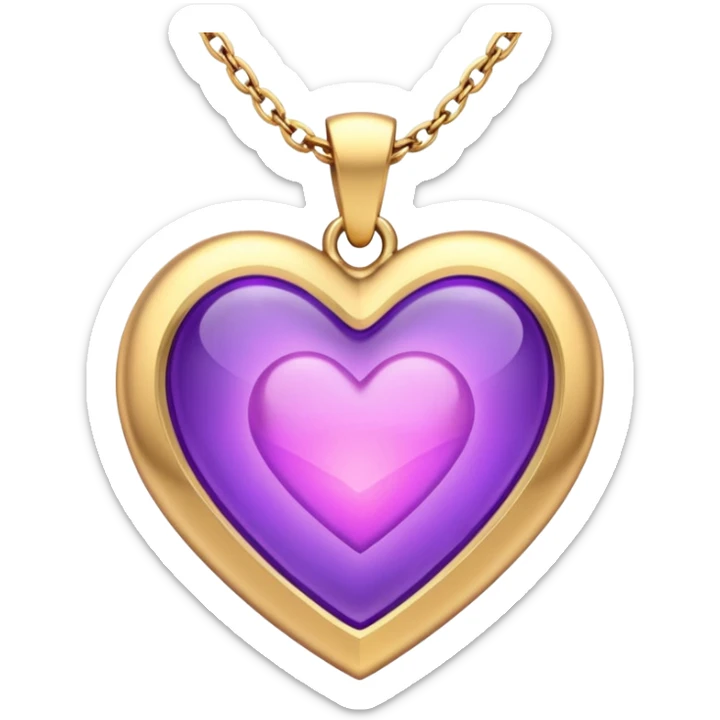 A very beautiful and aesthetic pink and gold heart pendant with a little I love you engraved on it. The style would be iOS. It has a purple glow around it. And it would look otherworldly and etherial. sticker