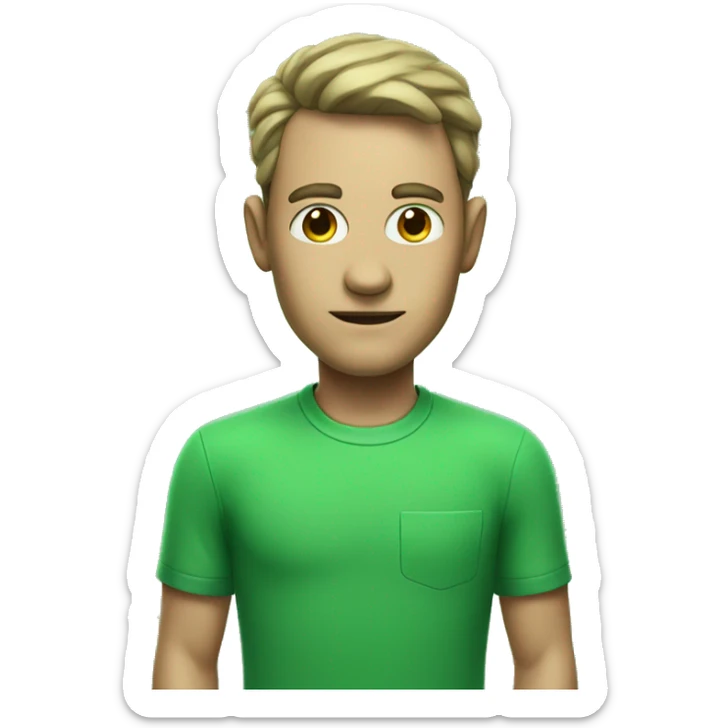 male portrait in green shirt alien in background  sticker