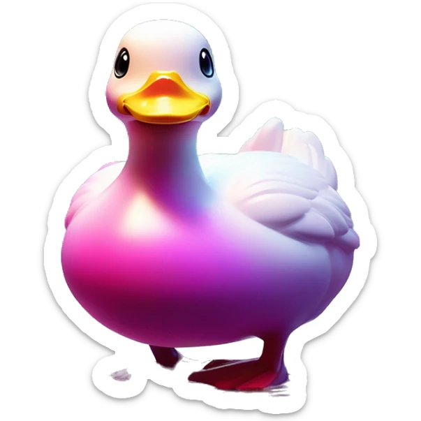 Synthwave rubberduck in SNES style, oil paint, epic eyes, intricate lips, exquisite pose, beautiful, desirable, logical, Midsommar  sticker