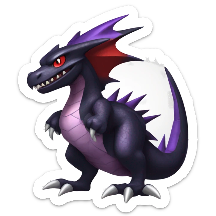 Black Cool Edgy Nargacuga-Garchomp-Noivern Fakémon  with White and Red and purple and black Edgy markings sticker