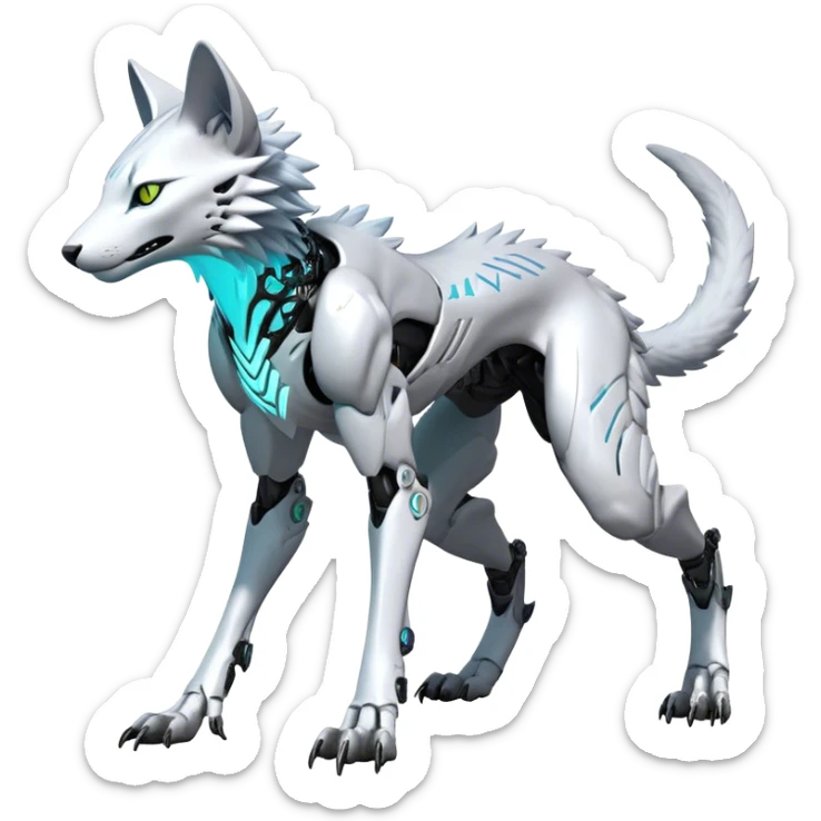 Modern Futuristic Feral Cyborg-Vernid-Sergal-Feline-Trico-species, 4 legs, by LiLaiRa full body sticker