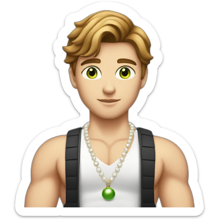 Posh-gym-boy-with-pearl-necklace-and-green-eyes-and-brown-hair sticker