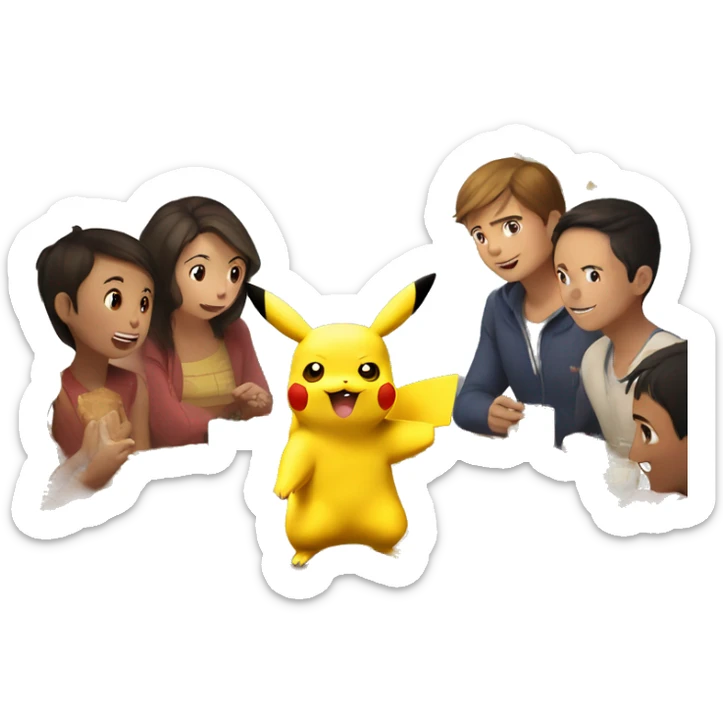 pikachu in family gathering  sticker