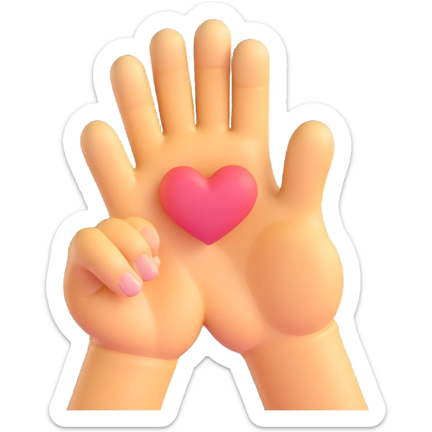 close-up of a single cat paw performing Korean finger heart gesture with two paw fingers forming heart shape, soft beige and light brown fur, gentle pastel tones, warm lighting, soft friendly cute style, minimal clean background sticker